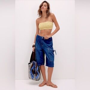 Women's Blue Denim Cropped Pants